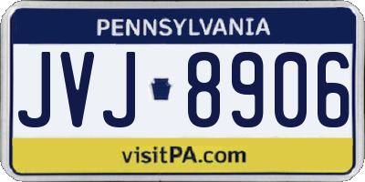 PA license plate JVJ8906