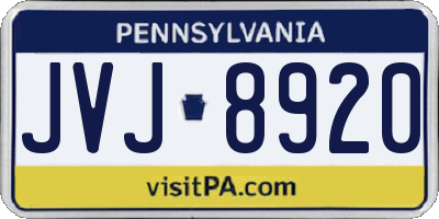 PA license plate JVJ8920