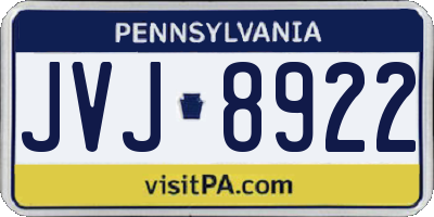 PA license plate JVJ8922