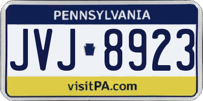 PA license plate JVJ8923