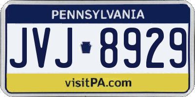PA license plate JVJ8929