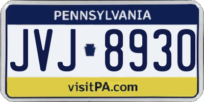 PA license plate JVJ8930