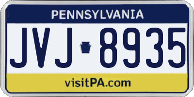 PA license plate JVJ8935