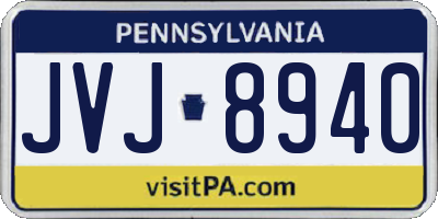 PA license plate JVJ8940