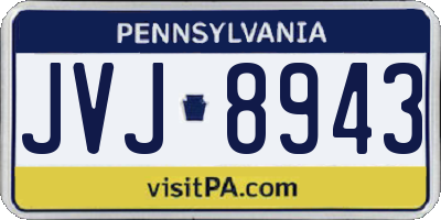PA license plate JVJ8943