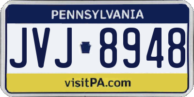 PA license plate JVJ8948