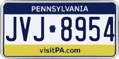 PA license plate JVJ8954