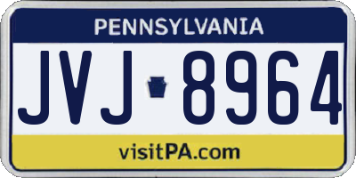 PA license plate JVJ8964