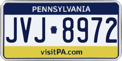 PA license plate JVJ8972