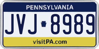 PA license plate JVJ8989