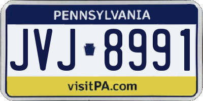 PA license plate JVJ8991