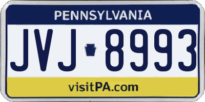 PA license plate JVJ8993