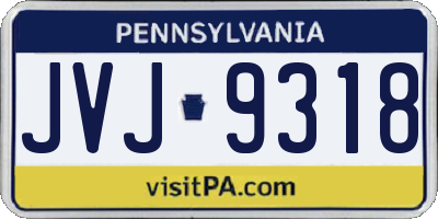PA license plate JVJ9318