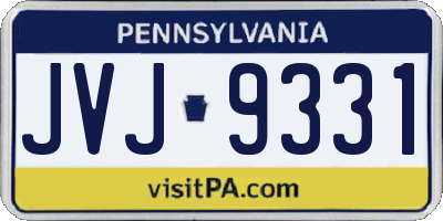 PA license plate JVJ9331