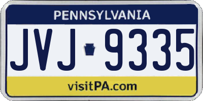 PA license plate JVJ9335