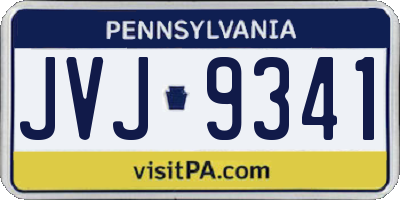 PA license plate JVJ9341