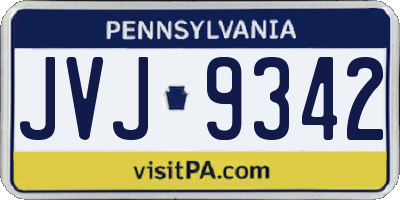 PA license plate JVJ9342