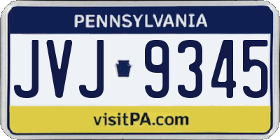 PA license plate JVJ9345