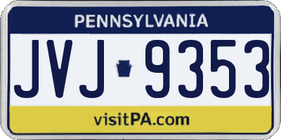 PA license plate JVJ9353