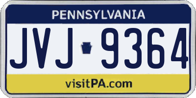 PA license plate JVJ9364