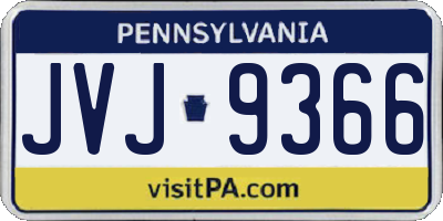 PA license plate JVJ9366