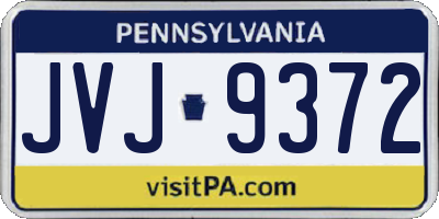 PA license plate JVJ9372