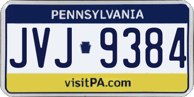 PA license plate JVJ9384