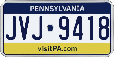 PA license plate JVJ9418