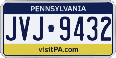 PA license plate JVJ9432