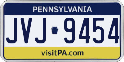 PA license plate JVJ9454