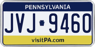 PA license plate JVJ9460