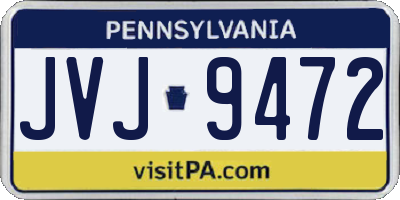 PA license plate JVJ9472