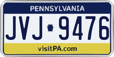 PA license plate JVJ9476