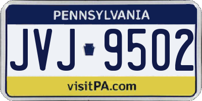 PA license plate JVJ9502