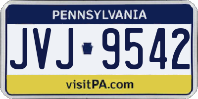 PA license plate JVJ9542