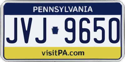 PA license plate JVJ9650
