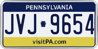 PA license plate JVJ9654
