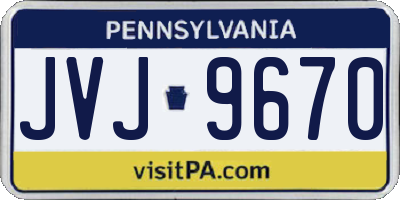 PA license plate JVJ9670