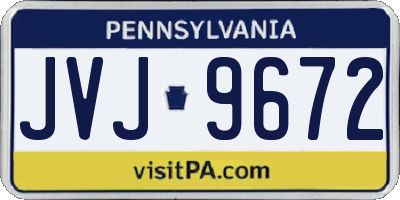 PA license plate JVJ9672