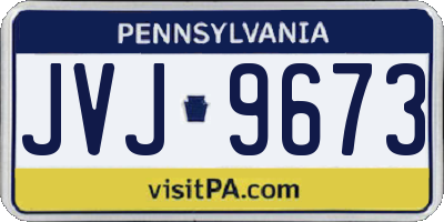 PA license plate JVJ9673