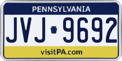 PA license plate JVJ9692