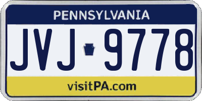 PA license plate JVJ9778