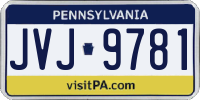 PA license plate JVJ9781