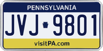 PA license plate JVJ9801