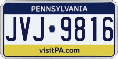 PA license plate JVJ9816