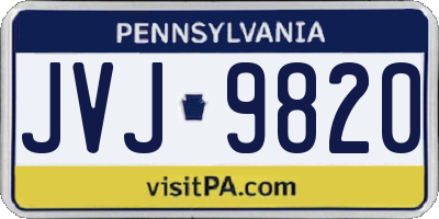 PA license plate JVJ9820
