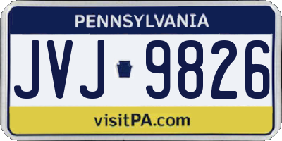 PA license plate JVJ9826