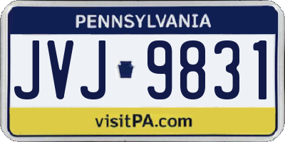 PA license plate JVJ9831