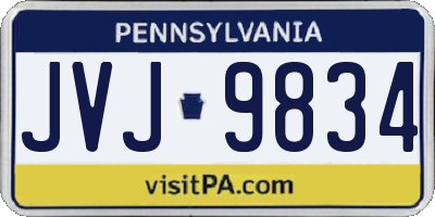PA license plate JVJ9834