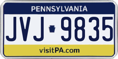 PA license plate JVJ9835